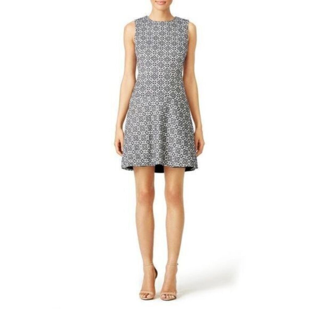 TORY BURCH Blue Ponte Stencil Hourglass Dress US 8